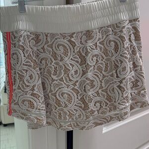 White Lace Shorts with Red Stripe